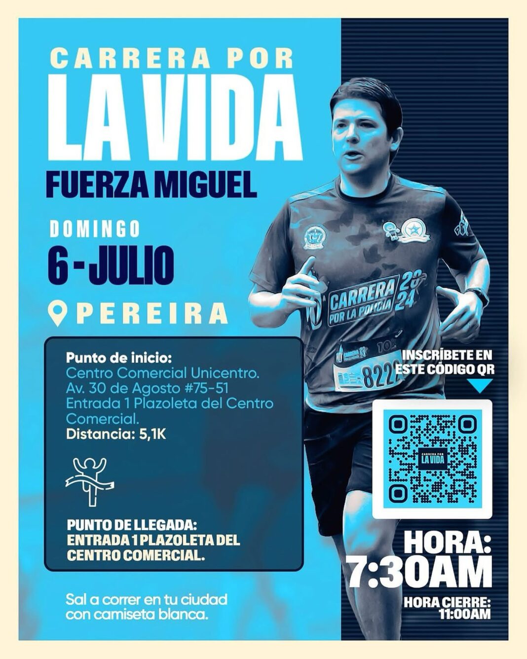Pereira corre por la vida, evento gratuito en apoyo a Miguel Uribe