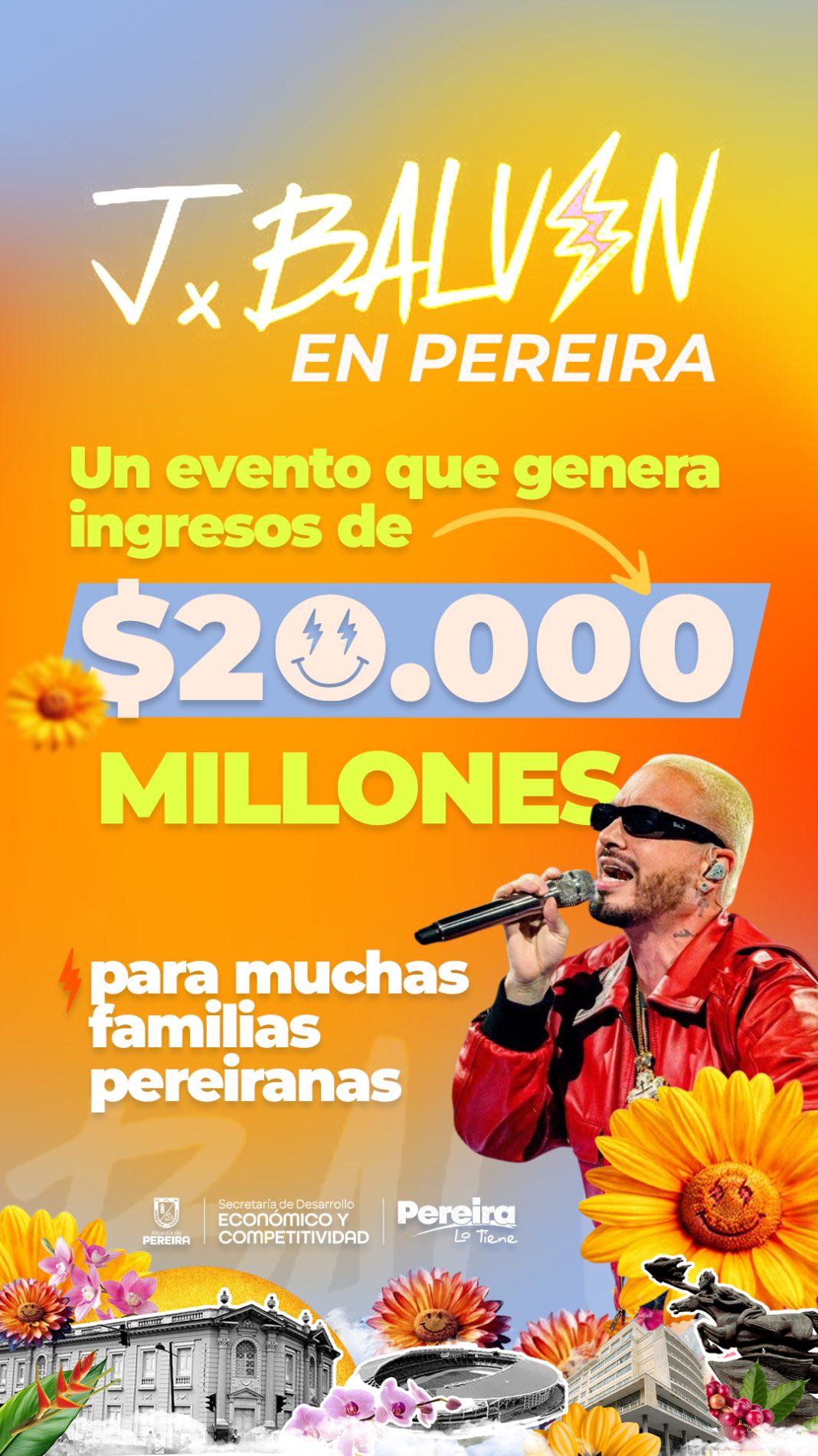 J Balvin hará vibrar Pereira y moverá más de $20.000 millones